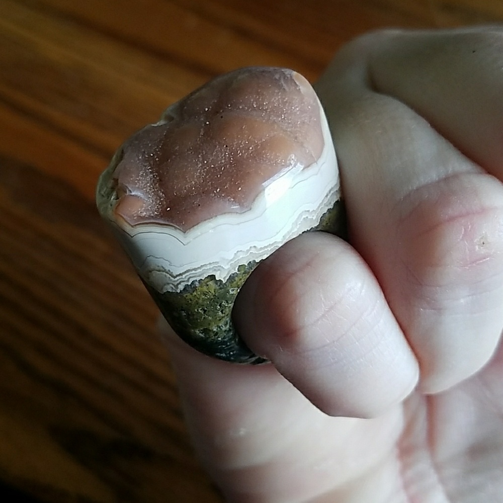 One of a kind natural carved jasper ring
